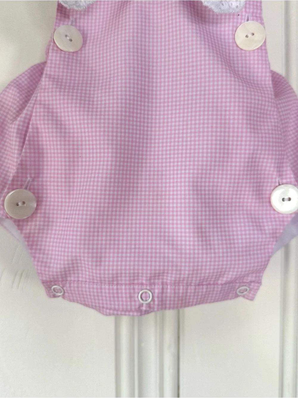 Pink Gingham Bunny Romper / Diaper Cover - Girls Kids